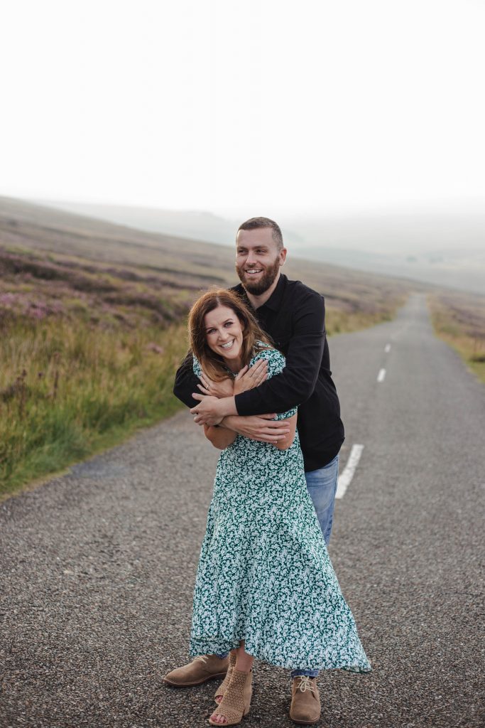 Anna and Colm engagement photography in wicklow mountains happy couple laughing