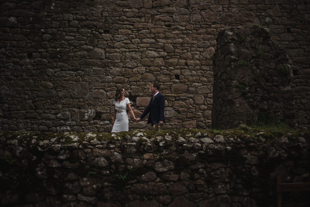 Gemma and Paddy New Ross wedding couple castle ruins