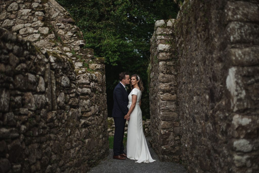 Gemma and Paddy New Ross wedding couple castle ruins