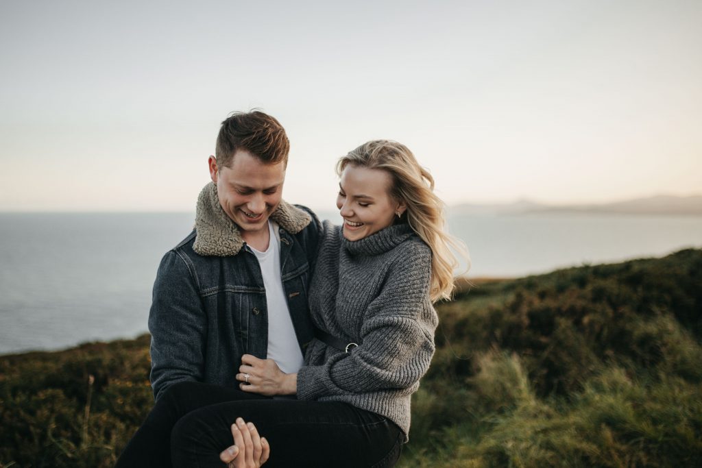 Aine + Slavik Howth Engagement Session holding her