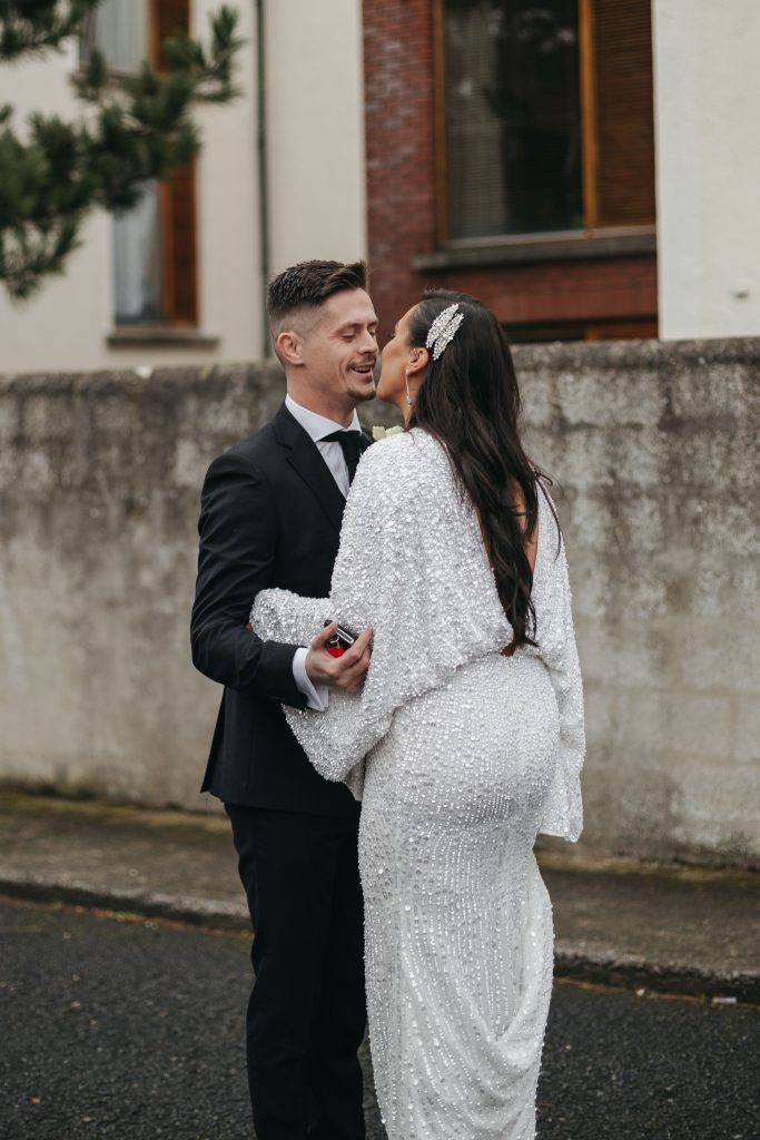 Troy and Laura Dublin City Wedding first look