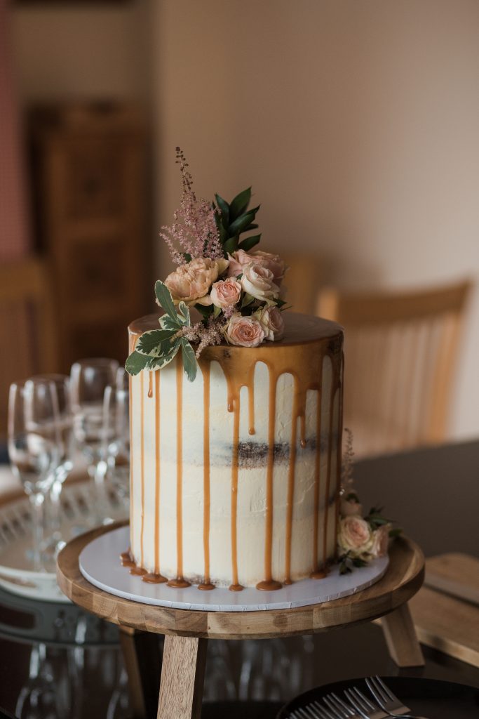 Jack and Katie Antrim Elopement covid zoom wedding photography salted caramel wedding cake